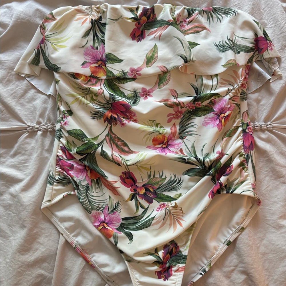 Kona Sol Floral Cream Maternity Swimsuit